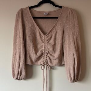 Boho Beige Ruched Women's Blouse